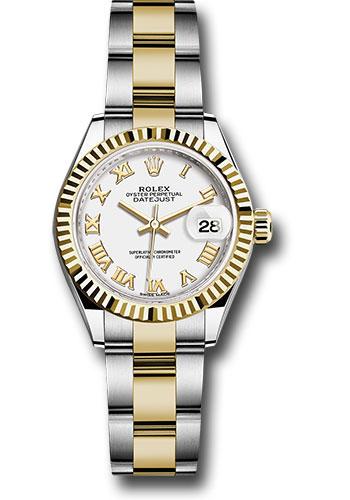 rolex-steel-and-yellow-gold-rolesor-lady-datejust-28-watch-fluted-bezel-white-roman-dial-oyster-bracelet-279173-wro