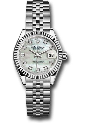 rolex-steel-and-white-gold-rolesor-lady-datejust-28-watch-fluted-bezel-white-mother-of-pearl-diamond-dial-jubilee-bracelet-279174-mdj