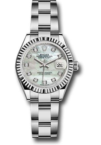 rolex-steel-and-white-gold-rolesor-lady-datejust-28-watch-fluted-bezel-white-mother-of-pearl-diamond-dial-oyster-bracelet-279174-mdo