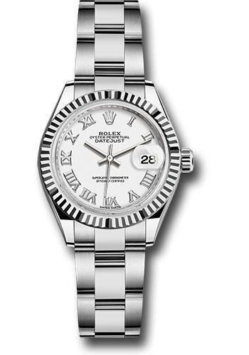 rolex-steel-and-white-gold-rolesor-lady-datejust-28-watch-fluted-bezel-white-roman-dial-oyster-bracelet-279174-wro