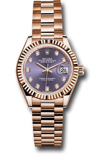 rolex-everose-gold-lady-datejust-28-watch-fluted-bezel-aubergine-diamond-dial-president-bracelet-279175-adp