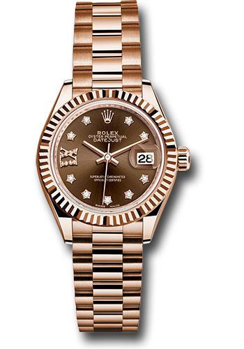 rolex-everose-gold-lady-datejust-28-watch-fluted-bezel-chocolate-diamond-star-dial-president-bracelet-279175-cho9dix8dp