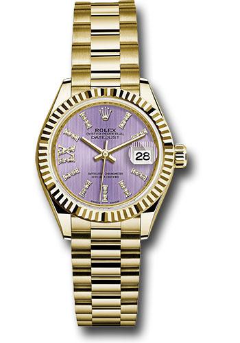 rolex-yellow-gold-lady-datejust-28-watch-fluted-bezel-lilac-stripe-diamond-index-dial-president-bracelet-279178-lils36dix8dp
