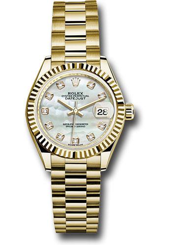 rolex-yellow-gold-lady-datejust-28-watch-fluted-bezel-mother-of-pearl-diamond-dial-president-bracelet-279178-mdp