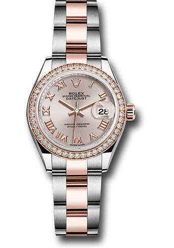 rolex-steel-and-everose-gold-rolesor-lady-datejust-28-watch-diamond-bezel-sundust-roman-dial-oyster-bracelet-279381rbr-suro