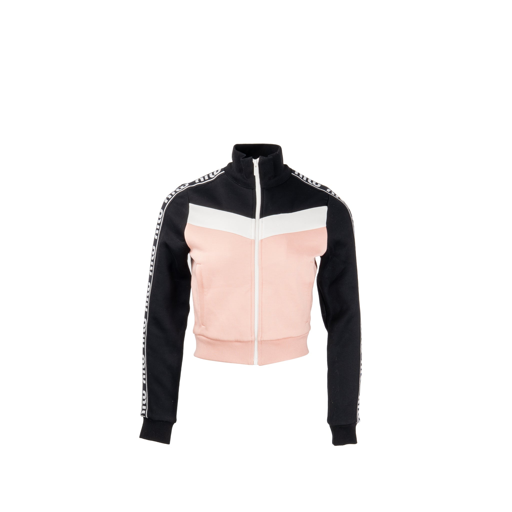 miu-miu-size-xs-short-jacket-cotton-polyamide-black-white-pink