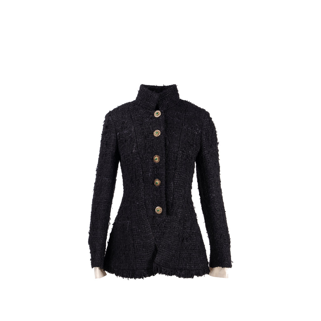chanel-size-40-detail-button-jacket-tweed-silk-black