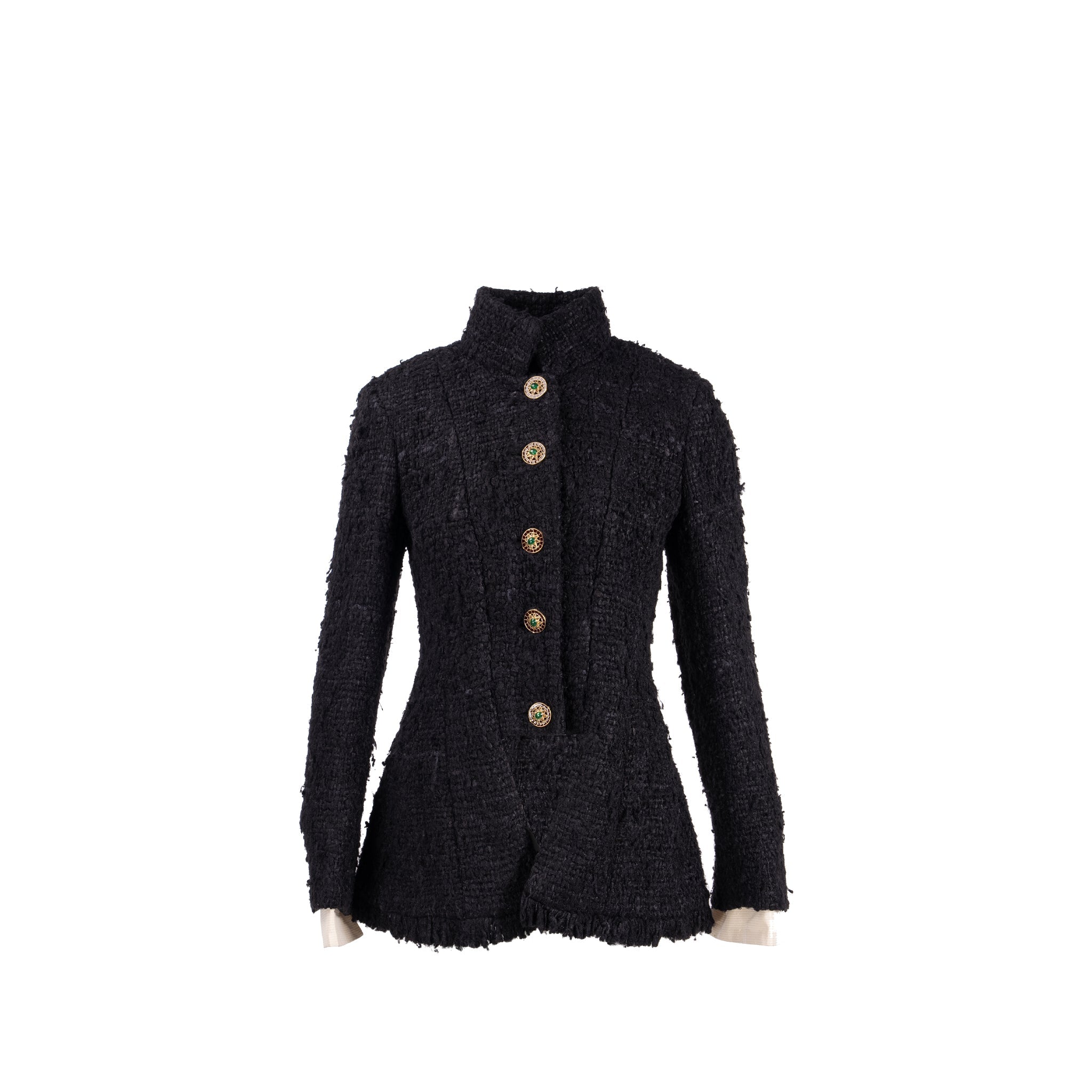 chanel-size-40-detail-button-jacket-tweed-silk-black