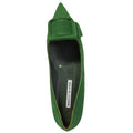 MANOLO BLAHNIK POINTED TOE FLATS GREEN