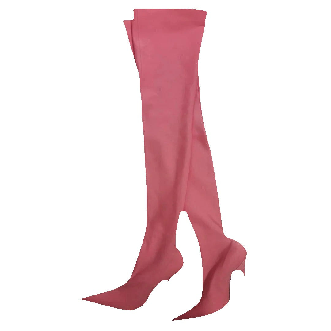 BALENCIAGA KNIFE THIGH HIGH BOOTS PINK