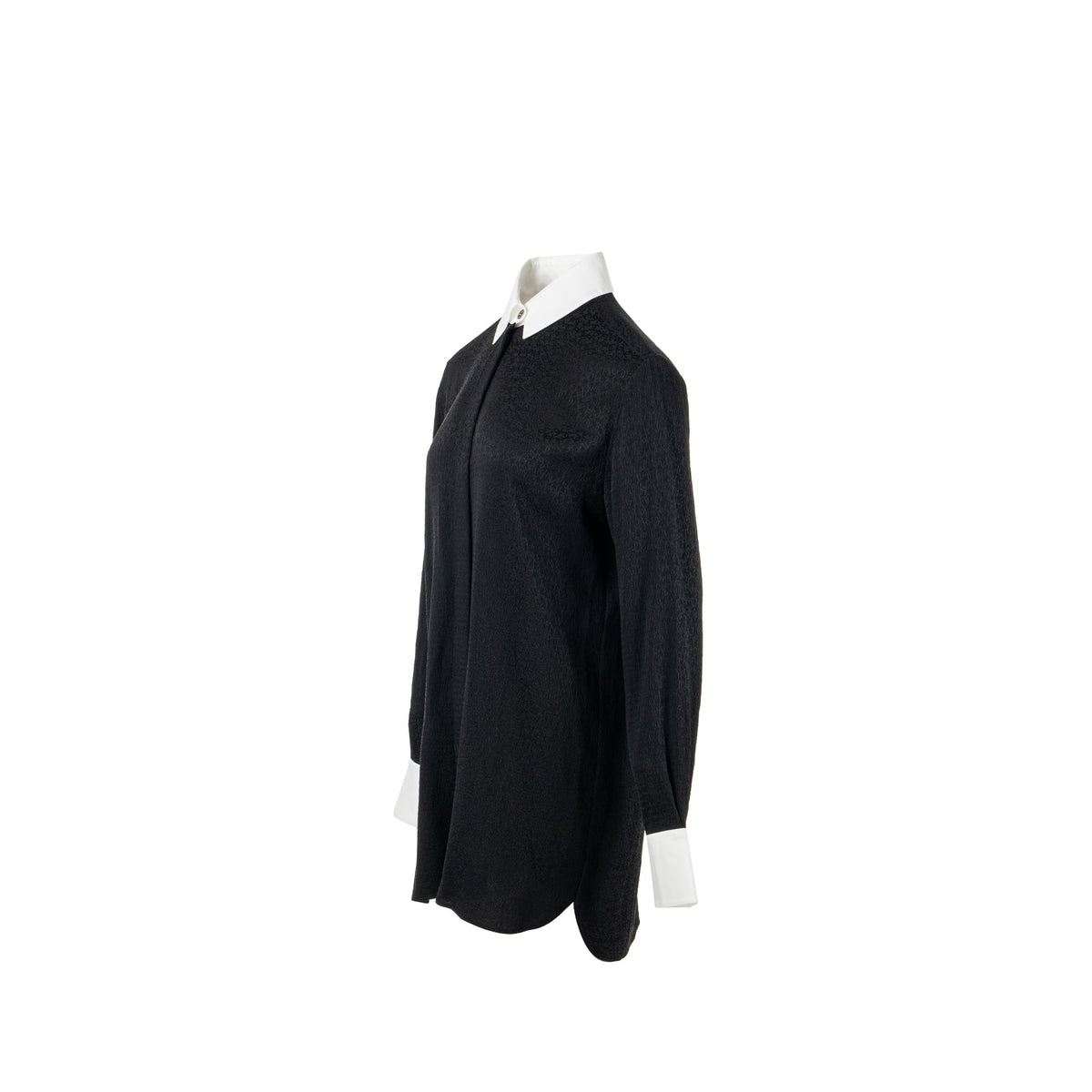 chanel-21k-size-36-cc-logo-printed-tunic-shirt-silk-black-white