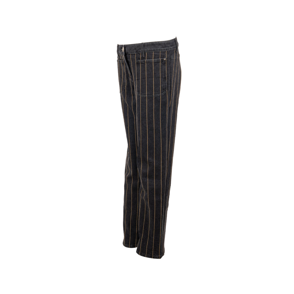 chanel-size-40-gold-striped-jeans-pants-black