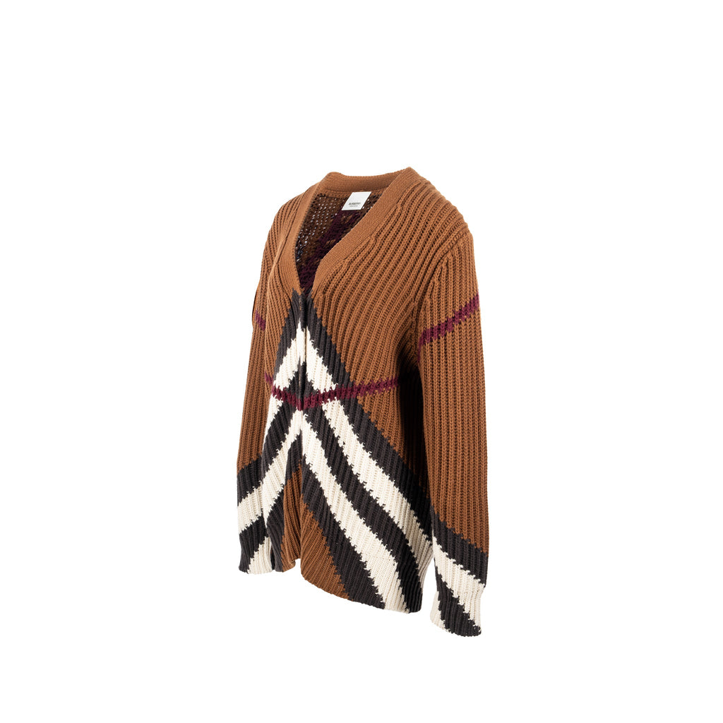 burberry-size-l-chevron-pattern-ribbed-cardigan-cashmere-cotton-brown-multicolour