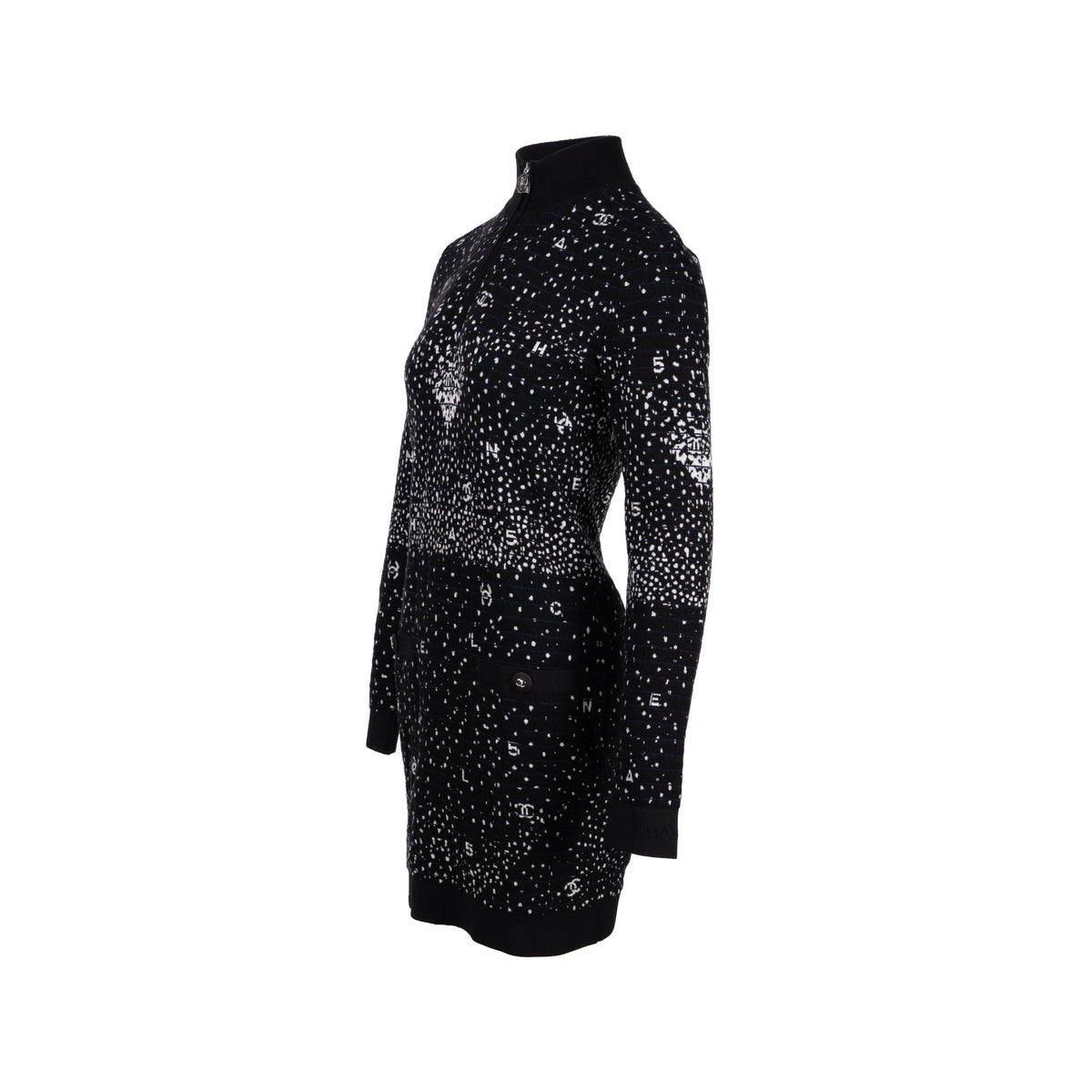 chanel-size-38-20n-half-zip-dress-wool-polyamide-black-white-navy-blue