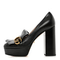 GUCCI GG MARMONT FRINGE PLATFORM HIGH HEEL LOAFER PUMPS BLACK