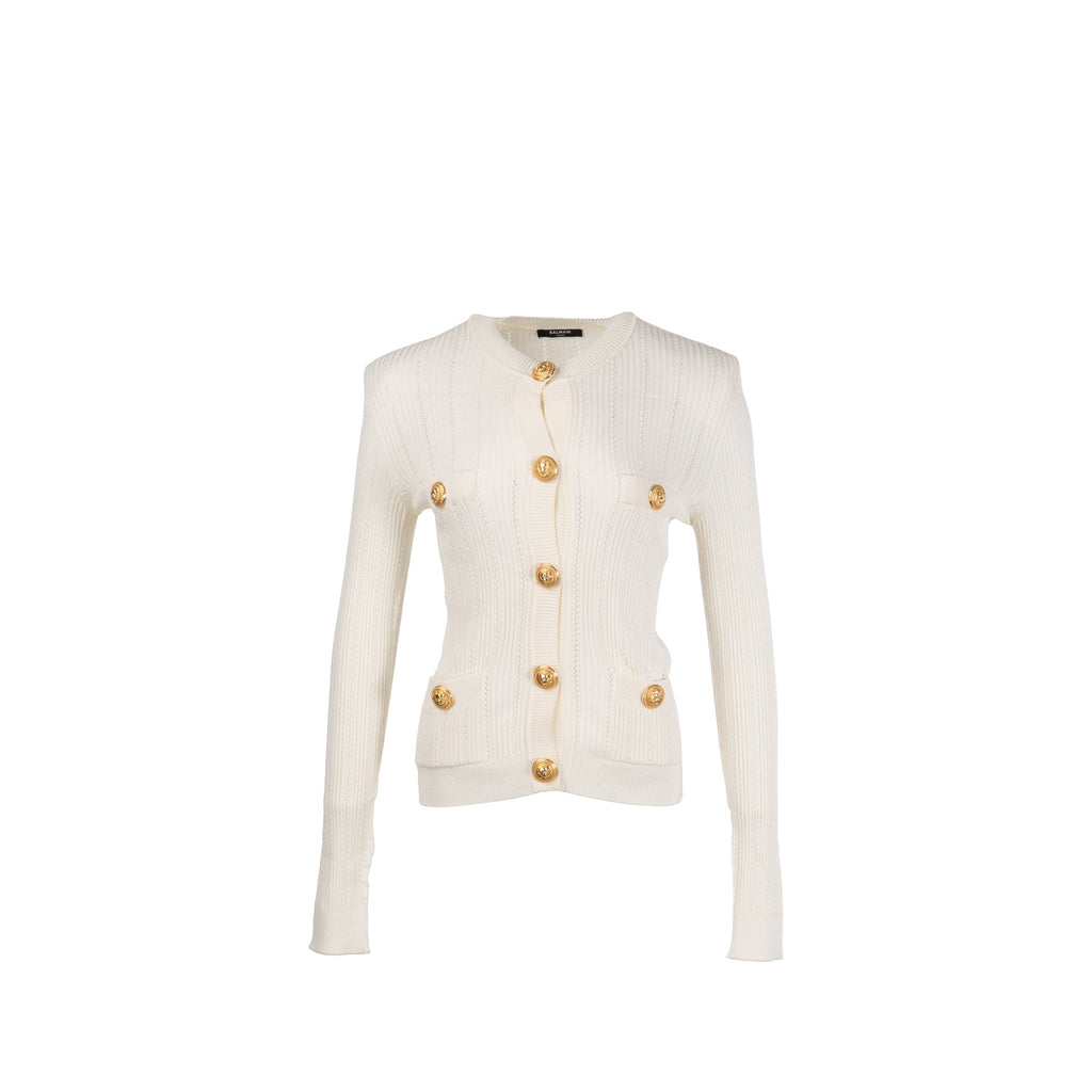 balmain-size-34-fine-knit-button-fasterning-cardigan-white