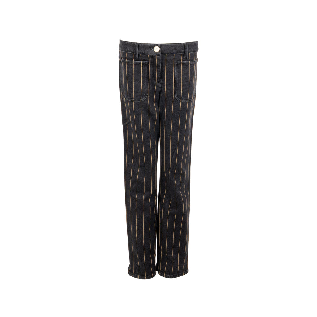 chanel-size-40-gold-striped-jeans-pants-black