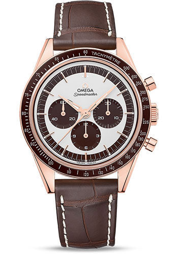 omega-seamaster-moonwatch-numbered-edition-watch-39-7-mm-sedna-gold-case-ceramic-bezel-silver-dial-brown-leather-strap-311-63-40-30-02-001