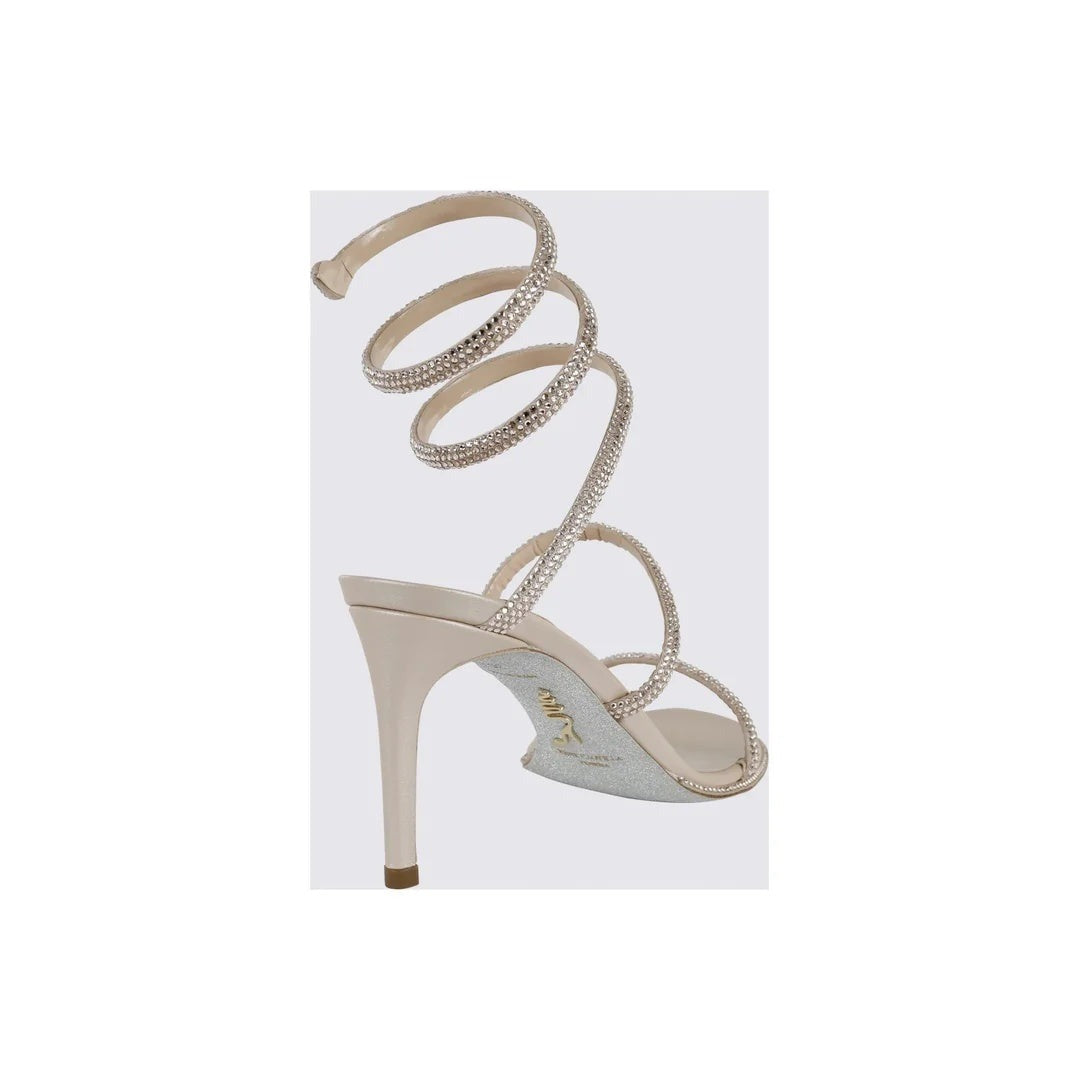 RENÉ CAOVILLA EDEN NUDE SANDAL CHAMPAGNE & SILVER