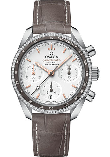 omega-speedmaster-38-co-axial-chronograph-watch-38-mm-steel-case-dual-diamond-bezel-silvery-dial-taupe-brown-leather-strap-324-38-38-50-02-001