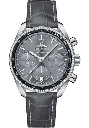 omega-speedmaster-co-axial-chronograph-watch-38-mm-steel-case-dual-diamond-bezel-sun-brushed-grey-dial-grey-leather-strap-324-38-38-50-06-001