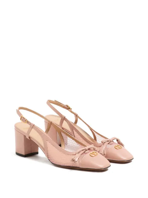Valentino Garavani Valet Du Roi slingback pumps in mesh and kidskin 60mm