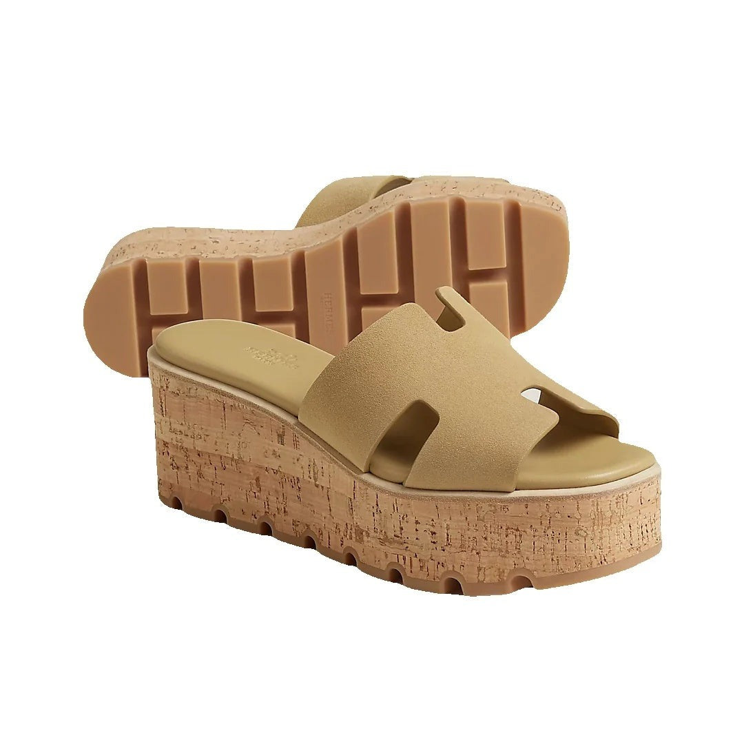 HERMÈS EZE SANDAL BEIGE OLIVE & KHAKI