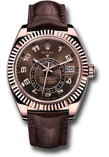 rolex-everose-gold-sky-dweller-watch-chocolate-sunray-arabic-dial-brown-leather-strap-326135-cho