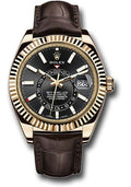 rolex-yellow-gold-sky-dweller-watch-black-index-dial-brown-leather-strap-326138-bk