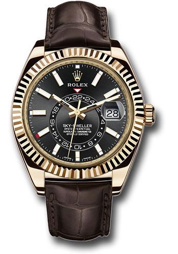 rolex-yellow-gold-sky-dweller-watch-black-index-dial-brown-leather-strap-326138-bk