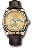 rolex-yellow-gold-sky-dweller-watch-champagne-arabic-dial-brown-leather-strap-326138-ch