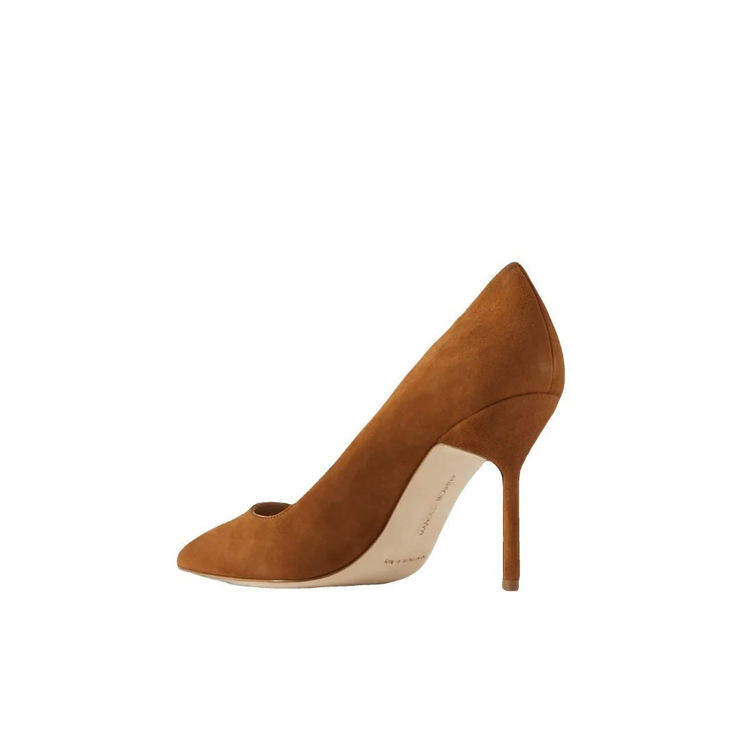 MANOLO BLAHNIK NADIRA JEWEL PUMPS BROWN & TAN