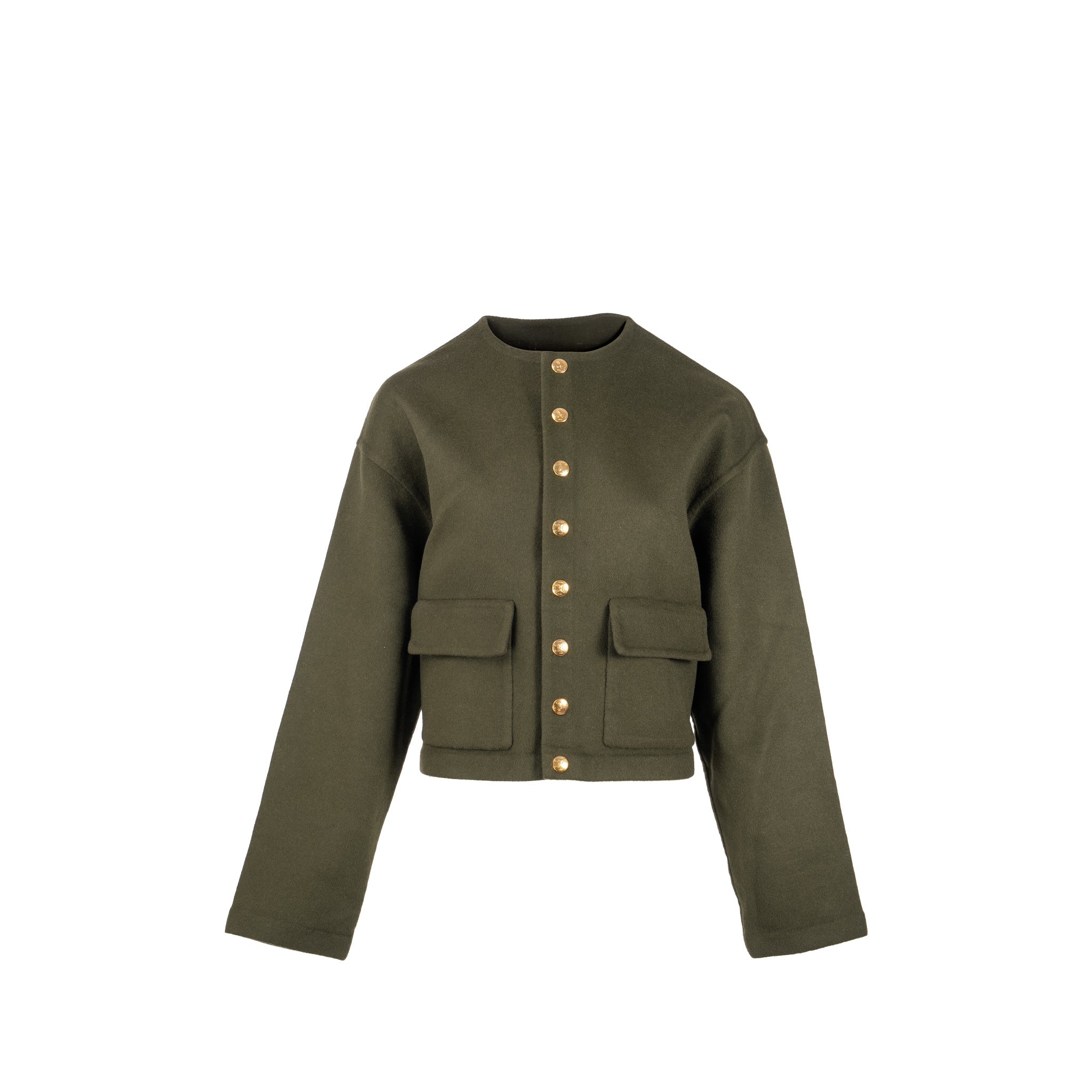 celine-size-34-cashmere-jacket-with-gold-button-kakhi