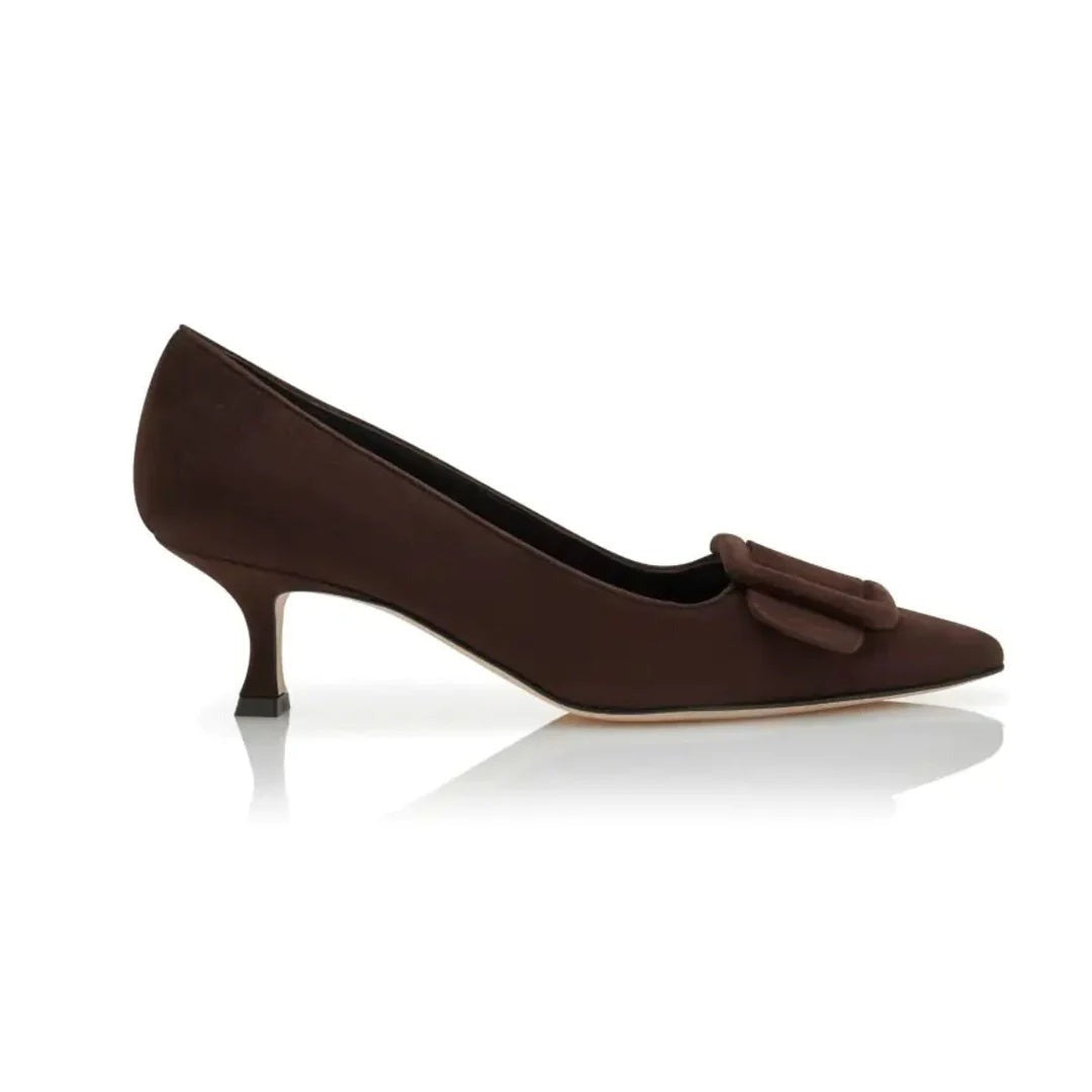 MANOLO BLAHNIK MAYSALE SQUARE-BUCKLE PUMPS BROWN