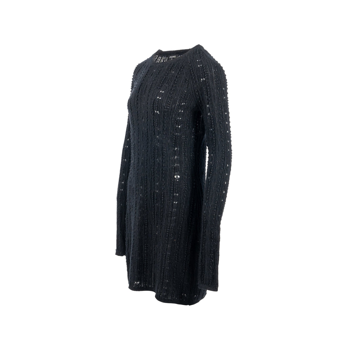 chanel-size-38-long-sleeve-dress-cashmere-metal-polyester-black