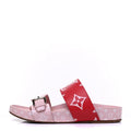 LOUIS VUITTON MONOGRAM GIANT BOM DIA FLAT MULE WHITE MOKA PINK & RED