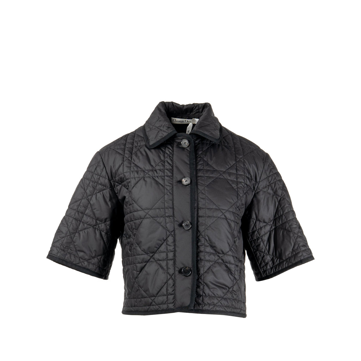 dior-size-xs-quilted-short-sleeve-jacket-polyester-black