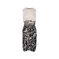 max-mara-size-36-embroidered-waist-detailed-sleeveless-sheath-dress-silk-white-black
