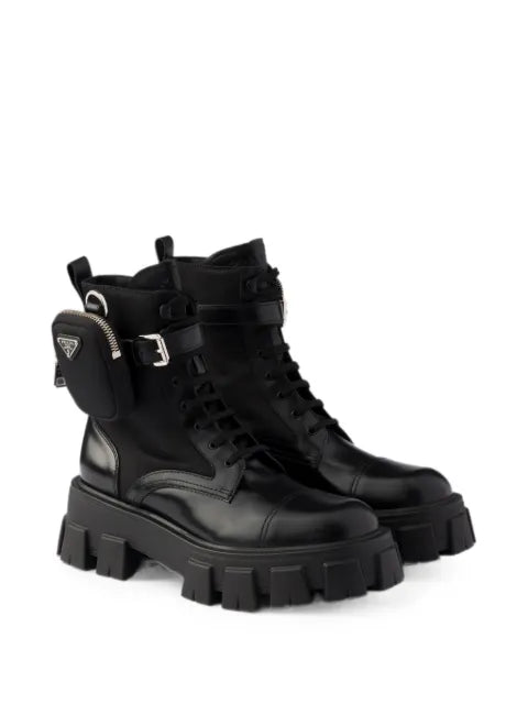 Prada Monolith leather and Re-Nylon boots with pouch – 27485
