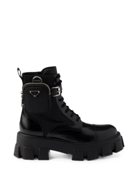 Prada Monolith leather and Re-Nylon boots with pouch – 27485