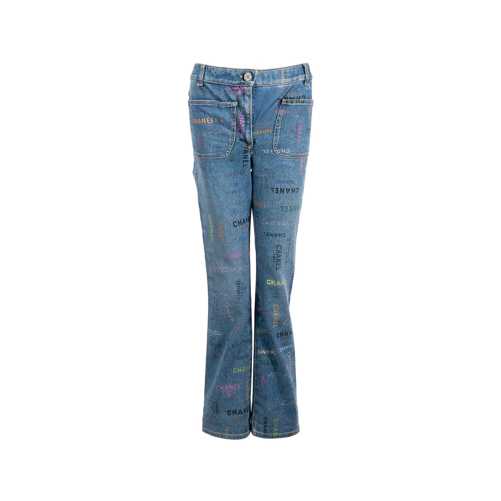 chanel-size-34-22p-letter-logo-print-straight-jeans-blue