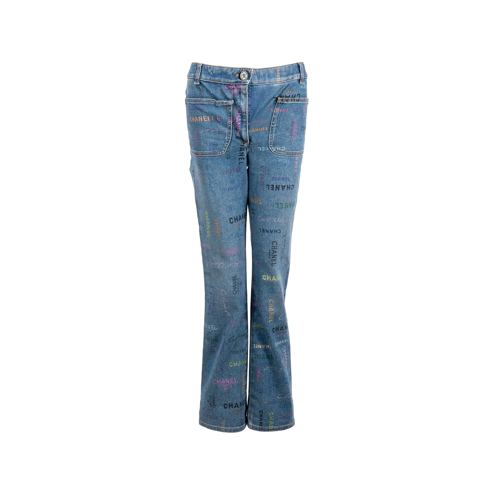 chanel-size-34-22p-letter-logo-print-straight-jeans-blue