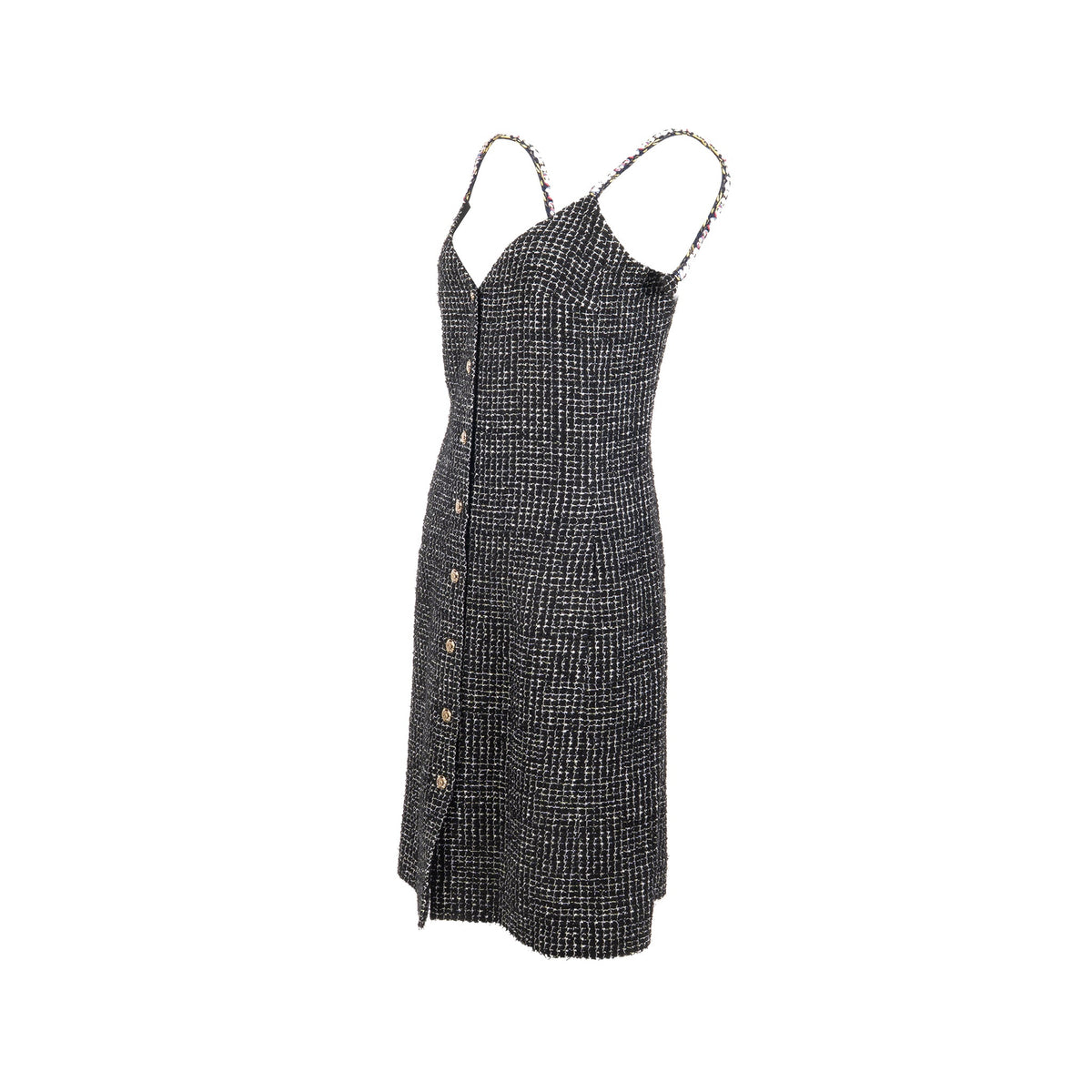 chanel-size-36-21p-tweed-midi-dress-cotton-polyester-black-white