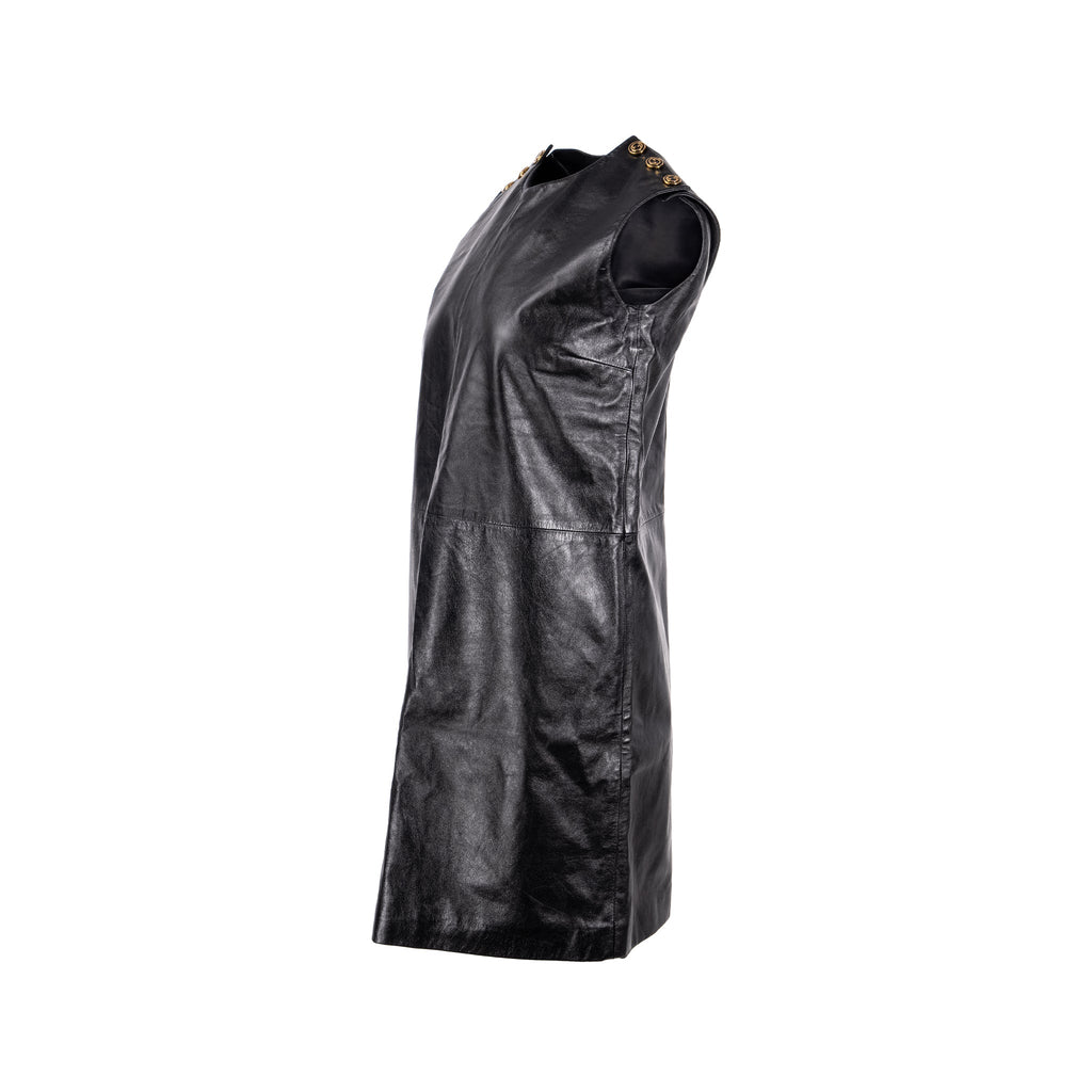 gucci-size-40-gg-button-sleeveless-dress-lambskin-black