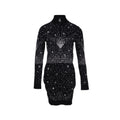 chanel-size-38-20n-half-zip-dress-wool-polyamide-black-white-navy-blue