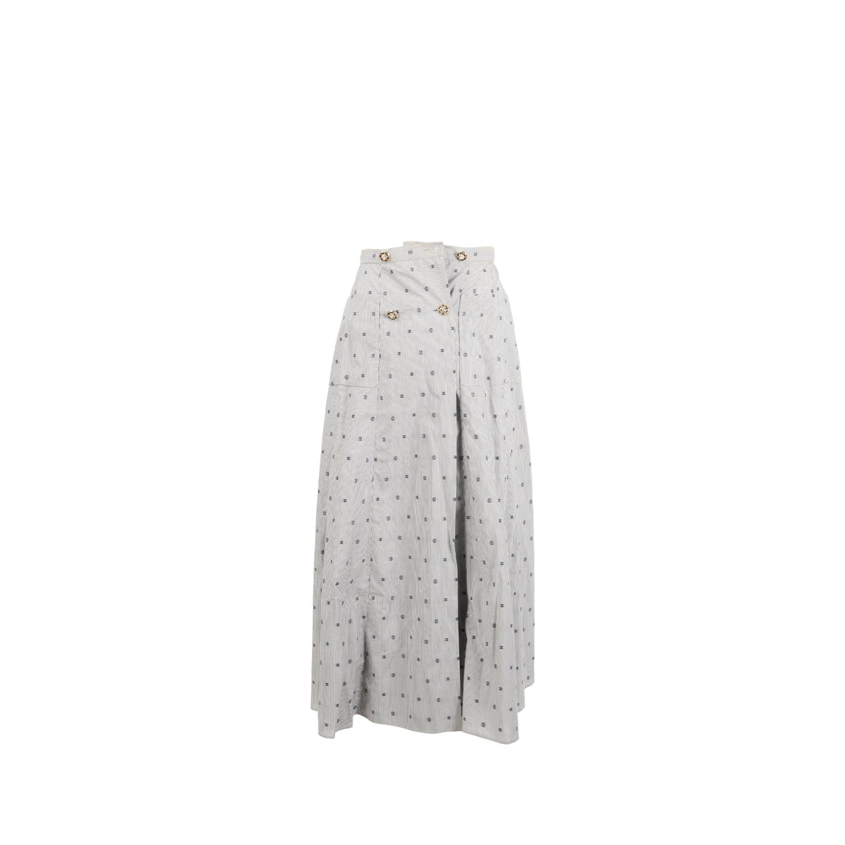 chanel-size-34-22s-pinstripe-with-embroidered-logos-midi-skirt-cotton-black-white