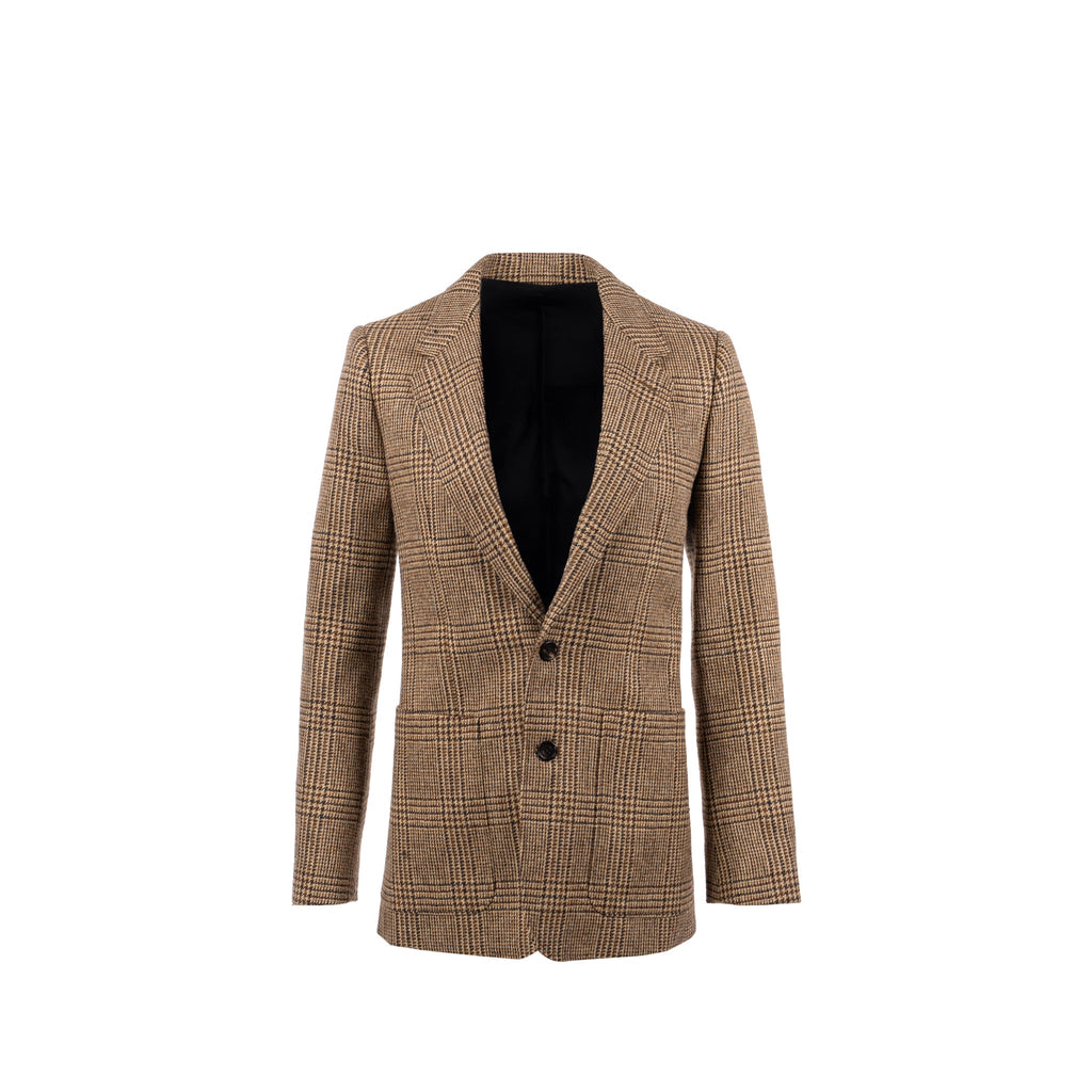 celine-size-34-houndstooth-blazer-wool-brown-green-1