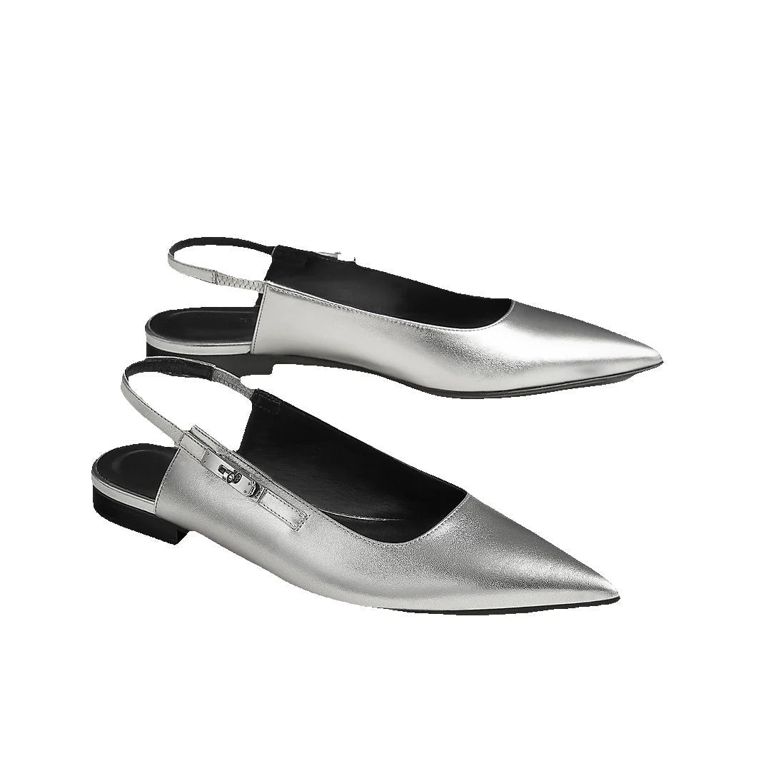 HERMÈS LOVELY SLINGBACK BEIGE SILVER