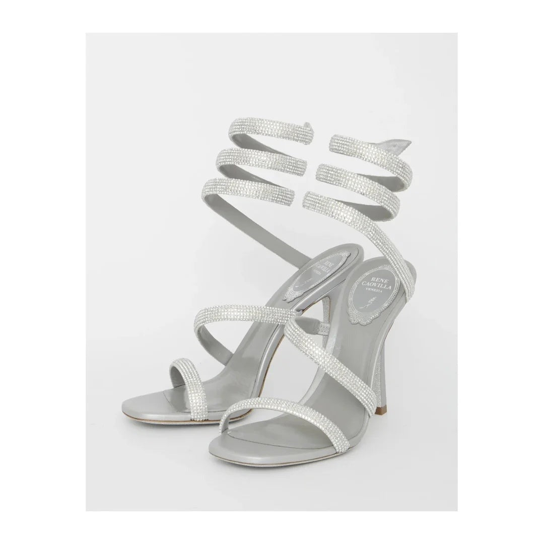 RENÉ CAOVILLA BRAID CLEO IVORY SANDAL SILVER