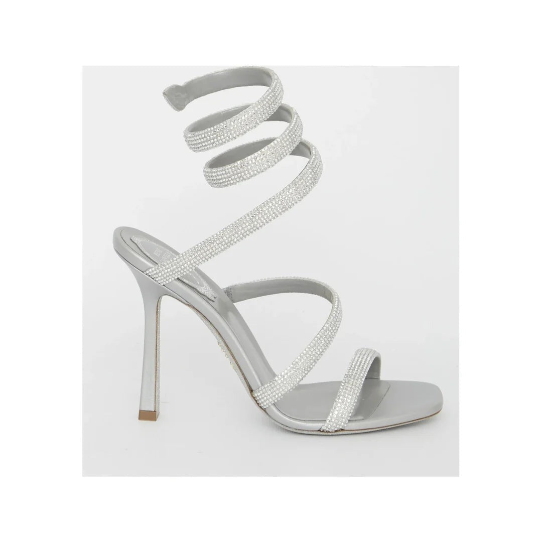 RENÉ CAOVILLA BRAID CLEO IVORY SANDAL SILVER